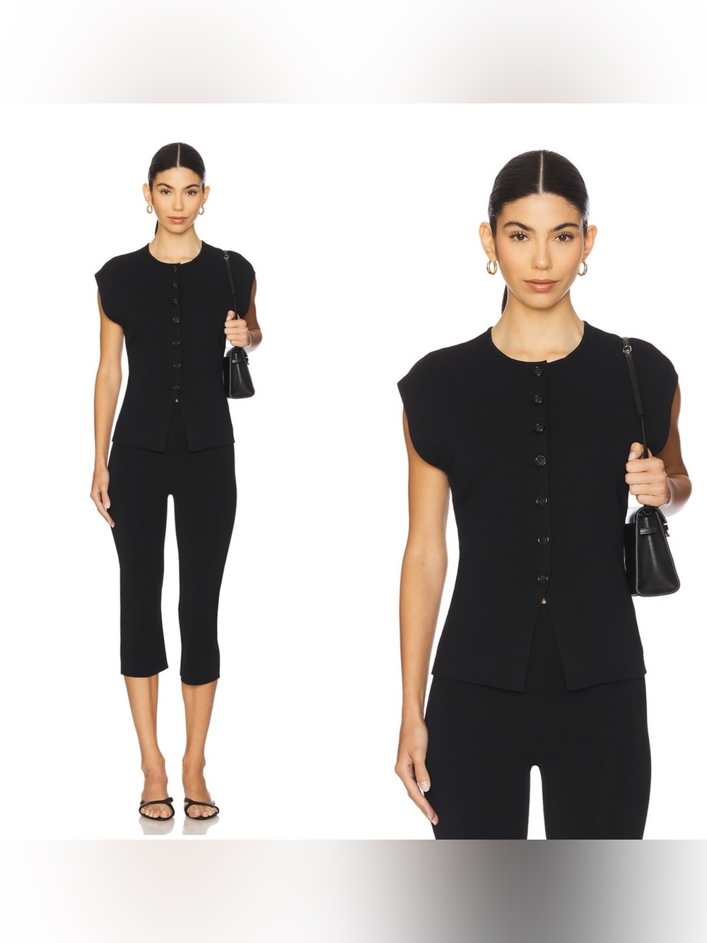 NWT EAVES Janith Sleeveless Cardigan in Black